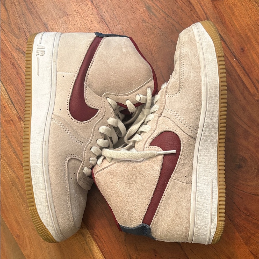 Nike air Beige and maroon High-Top Sneakers